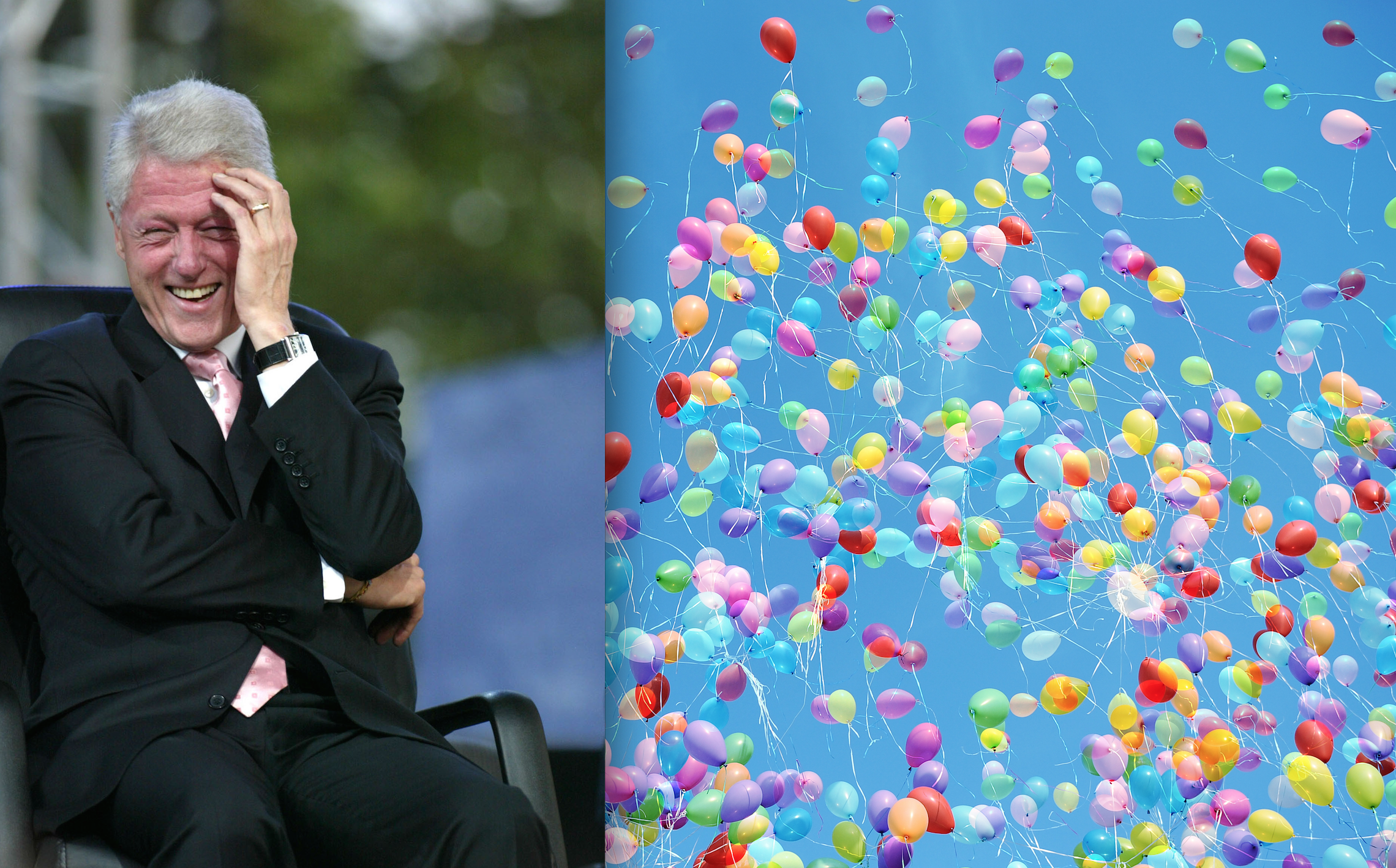Clinton's first day as President: Bill festoons residence with thousands of balloons